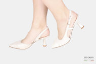 Slingback in glitter argento </br> D1768 COLLEZIONE SPOSA