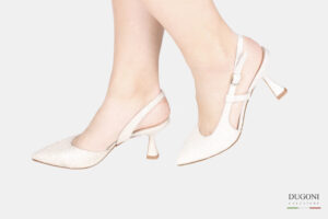 Slingback in glitter argento </br> D1768 COLLEZIONE SPOSA