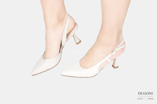 Slingback in glitter argento </br> D1768 COLLEZIONE SPOSA