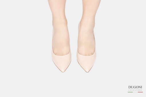 Décolleté a coda  in pelle beige <br/>  D1775 COLLEZIONE SPOSA