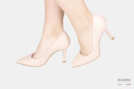 Décolleté a coda  in pelle beige <br/>  D1775 COLLEZIONE SPOSA