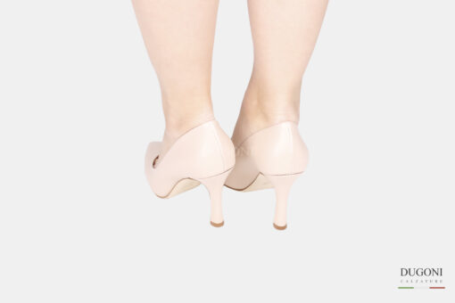 Décolleté a coda  in pelle beige <br/>  D1775 COLLEZIONE SPOSA