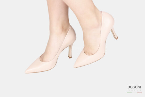 Décolleté a coda  in pelle beige <br/>  D1775 COLLEZIONE SPOSA