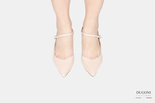 Slingback con cinturino in pelle beige </br> D1773 COLLEZIONE SPOSA