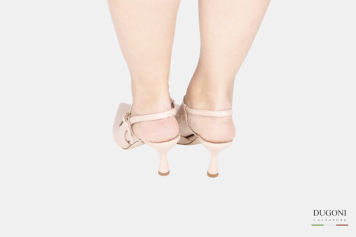 Slingback con cinturino in pelle beige </br> D1773 COLLEZIONE SPOSA