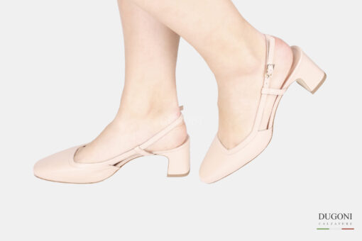 Slingback tonda in pelle beige </br> D1770 COLLEZIONE SPOSA