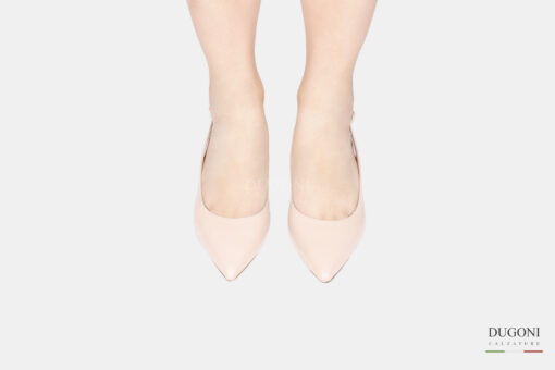 Slingback a sacchetto  in pelle beige  </br><span> -lavorazione a sacchetto-</span></br>D1778 COLLEZIONE SPOSA