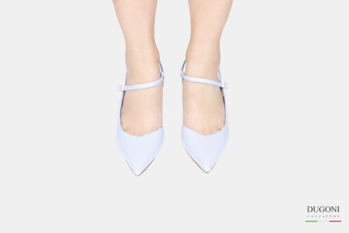 Slingback con cinturino in pelle azzurro cielo </br> D1767 COLLEZIONE SPOSA