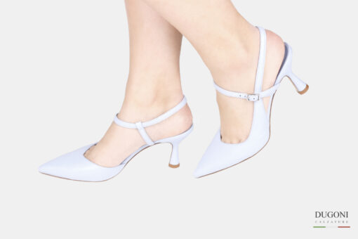 Slingback con cinturino in pelle azzurro cielo </br> D1767 COLLEZIONE SPOSA