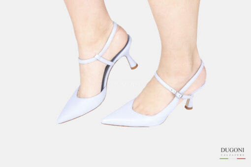 Slingback con cinturino in pelle azzurro cielo </br> D1767 COLLEZIONE SPOSA