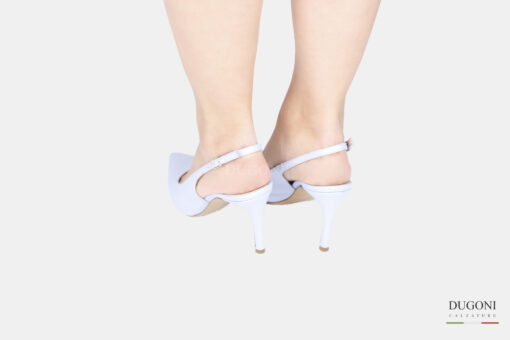Slingback  in pelle azzurro cielo </br> <span>-lavorazione a sacchetto- </span><br/>D1772 COLLEZIONE SPOSA