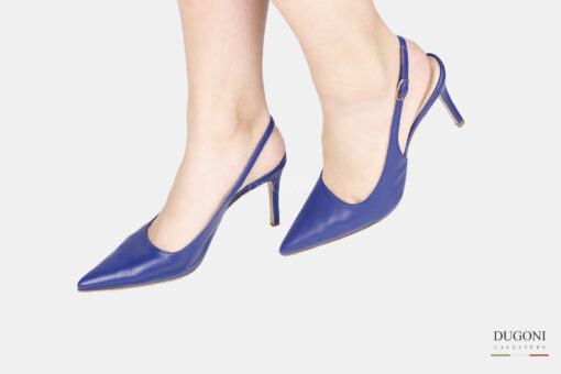 Slingback  in pelle blu </br> <span>-lavorazione a sacchetto- </span></br>Cristy Italy <br/>D1771 Scarpe donna