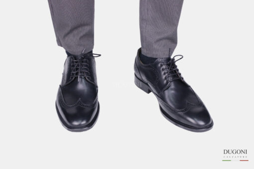Stringata pelle nero a sacchetto </br> U413 Calzature uomo