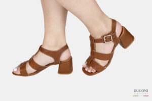 Sandalo in nappa marrone cuoio </br> D1784 Outlet