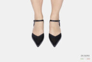 Mary Jane a cuore  in pelle nera </br> D1792 Mary Jane
