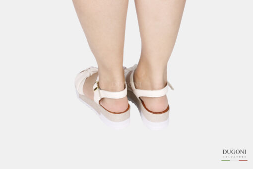 Sandalo con nodo in nappa bianco antico </br> D1801 Scarpe donna