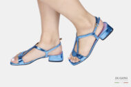 Sandalo in pelle specchio turchese Le gazzelle </br> D1803 Sandali bassi