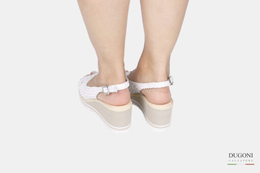 Sandalo  zeppa in pelle intrecciata  </br> D1814 Outlet