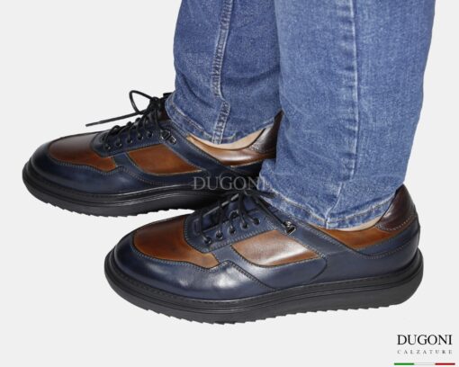 Sneakers in pelle blu _ BRECOS </br> U431 Calzature uomo