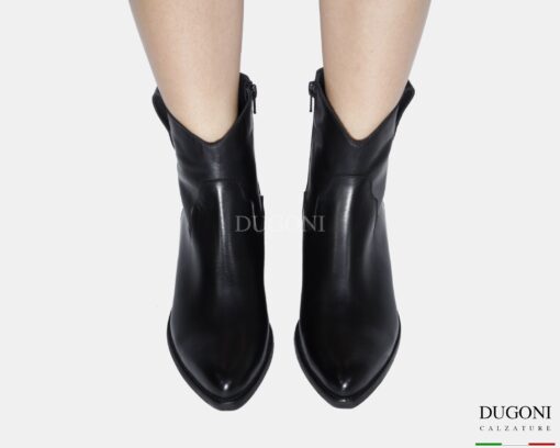 Texano in pelle nero </br> D1825 Scarpe donna