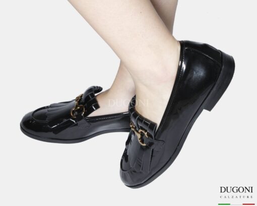 Mocassino in vernice  galassia nero   </br> D1842 Mocassini