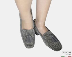 Mocassino  in ciniglia grigio </br> D1841 Mocassini