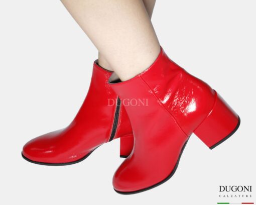 Stivaletto in pelle verlux rosso </br> D1828 Scarpe donna