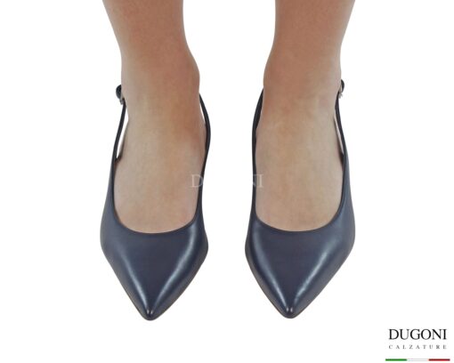 Slingback in pelle blu  <br/> <span>-lavorazione a sacchetto- </span><br/>D1855 Scarpe donna