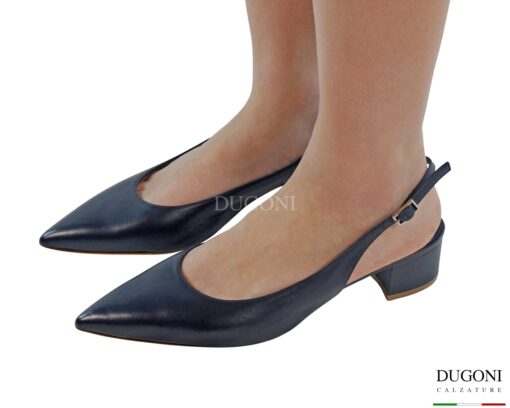 Slingback in pelle blu  <br/> <span>-lavorazione a sacchetto- </span><br/>D1855 Scarpe donna