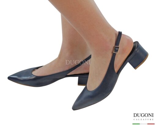 Slingback in pelle blu  <br/> <span>-lavorazione a sacchetto- </span><br/>D1855 Scarpe donna