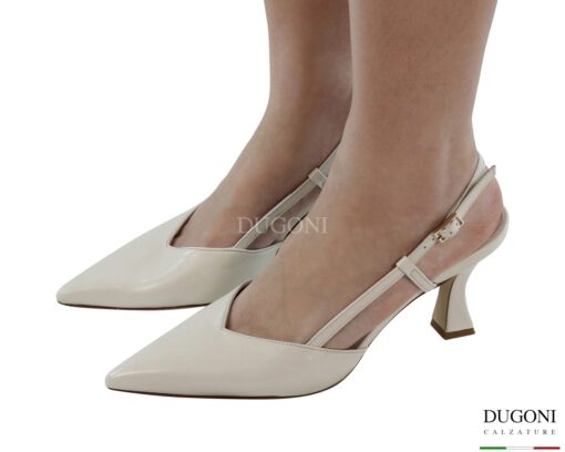 Slingback  in pelle avorio  cinturini  mignon <br/>D1873 COLLEZIONE SPOSA