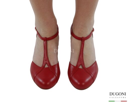 Mary Jane a T in pelle rossa  <br/> D1867 Mary Jane