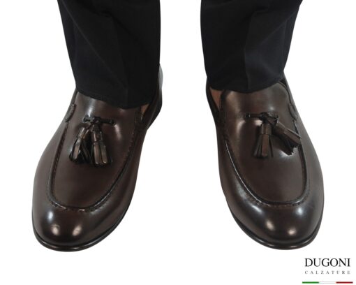 Mocassino nappine in pelle marrone </br> <span>-lavorazione blake- </span></br> BRECOS </br> U437 Calzature uomo