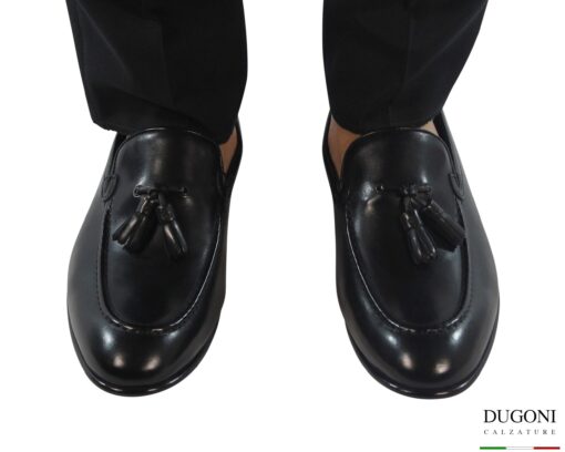 Mocassino  nappine in pelle nera </br> <span>-lavorazione blake- </span></br> BRECOS </br> U438 Calzature uomo