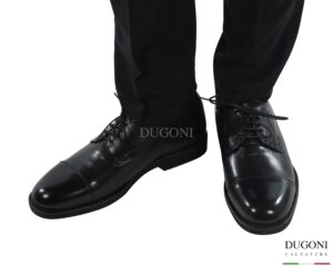 Derby calibrata  in pelle nera </br> <span>-plantare estraibile- </span></br> U439 Calzature uomo
