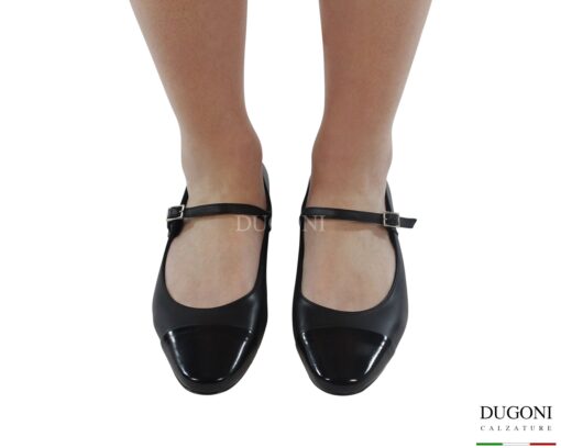 Mary Jane piatta  in pelle nera  <br/> D1866 Ballerine