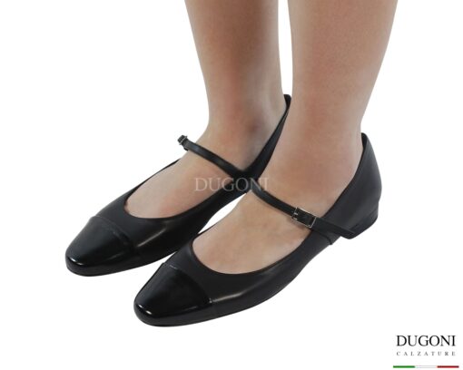 Mary Jane piatta  in pelle nera  <br/> D1866 Ballerine