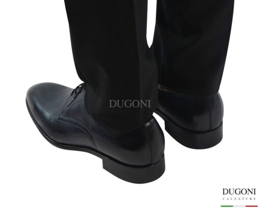 Derby sfilata in pelle blu </br> <span>-lavorazione blake- </span></br> U435 Calzature uomo