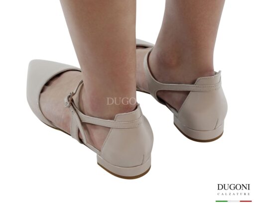 Mary Jane piatta  in pelle verlux avorio <br/> D1865 Ballerine