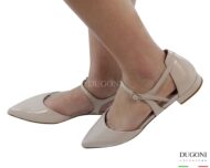 Mary Jane piatta  in pelle verlux avorio <br/> D1865 Ballerine