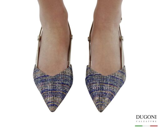 Slingback Rio Royal blu e laminati <br/>D1875 COLLEZIONE SPOSA