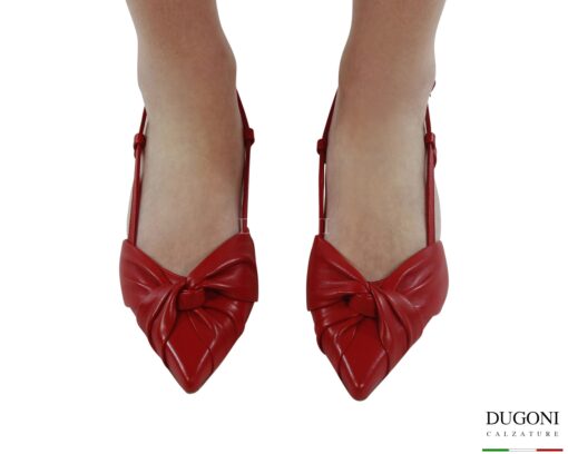 Slingback nodo in pelle rossa  <br/>D1877 COLLEZIONE SPOSA