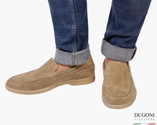 Mocassino ultraleggero scamosciato sabbia </br> DUGONI </br> U455 Calzature uomo