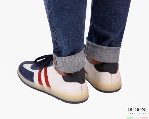 Sneakers bianco&blu con lacci blu_ DUGONI </br>U449 Calzature uomo