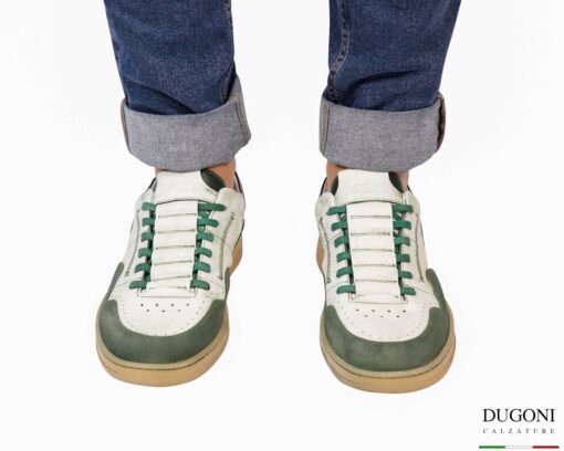 Sneakers slip on bianca&verde _PAWELK’S </br> U445 Calzature uomo