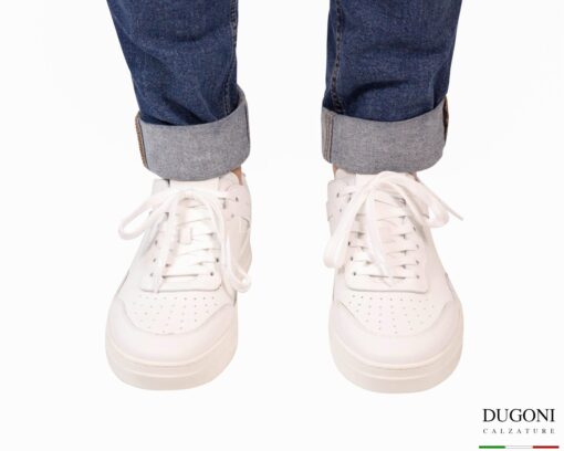 Sneakers in pelle bianca_ DUGONI </br>U452 Calzature uomo