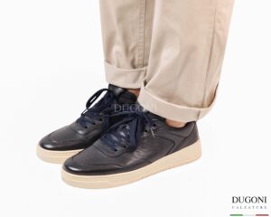 Sneakers in pelle blu_ DUGONI </br>U451 Calzature uomo