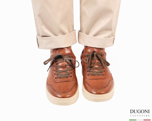 Sneakers in pelle marrone cuoio_ DUGONI </br>U450 Calzature uomo