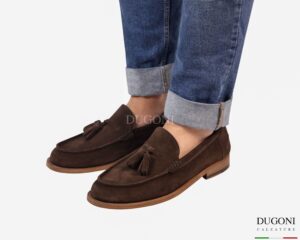 Mocassino in vitello rovesciato marrone </br> LIVERPOOL </br> U444 Calzature uomo