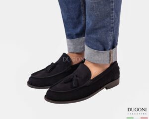 Mocassino in vitello rovesciato blu   _ LIVERPOOL </br> U443 Calzature uomo